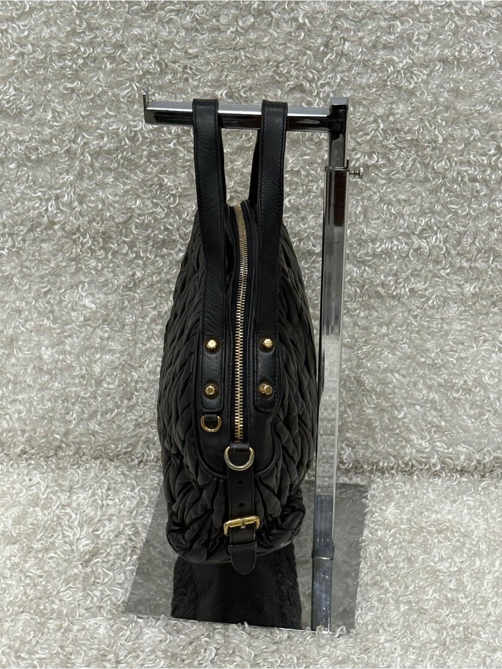 MIU MIU Matelasse Leather Handbag Shoulder Bag Black - Picture 6 of 16